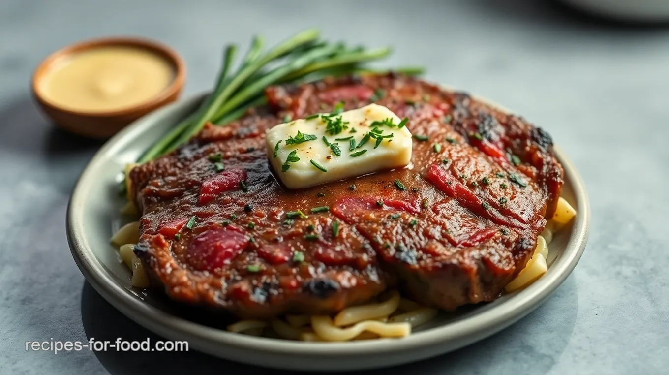 Air Fryer Ribeye Steak with Garlic Herb Butter