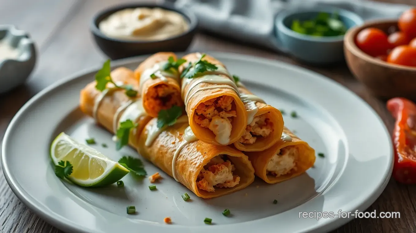 Cheesy Chicken Taquitos with Avocado Salsa