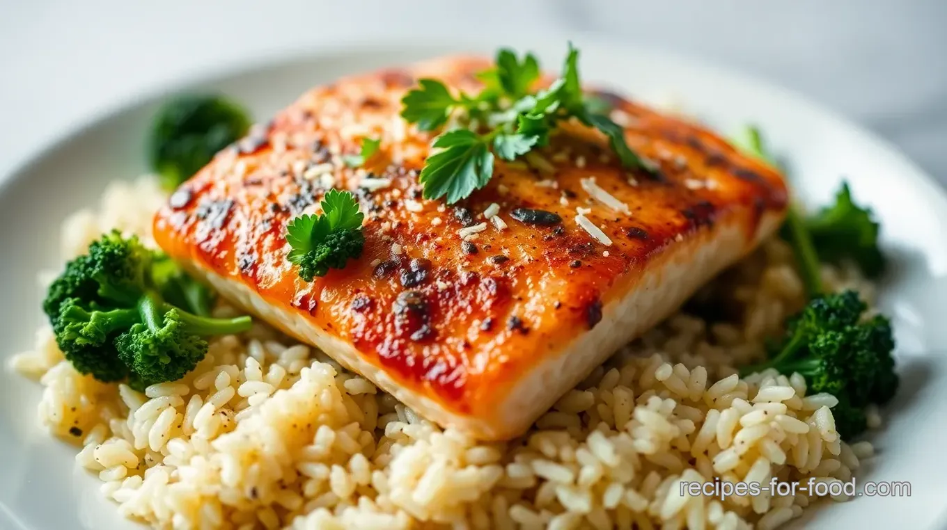 Salmon Rice Pilaf with Broccoli Rabe