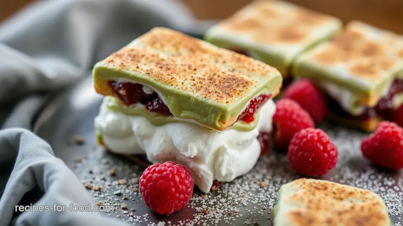 Broiled Matcha Raspberry S'mores Delight