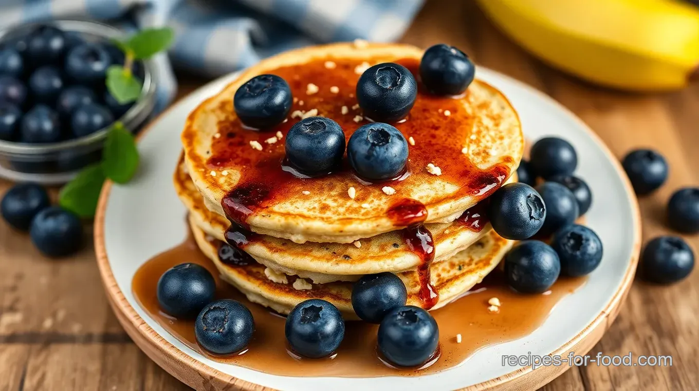 Fluffy Blueberry Oatmeal Pancakes