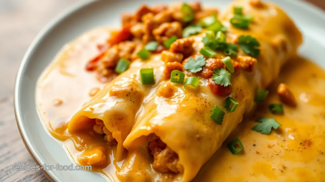 Chicken Enchiladas with Queso Sauce