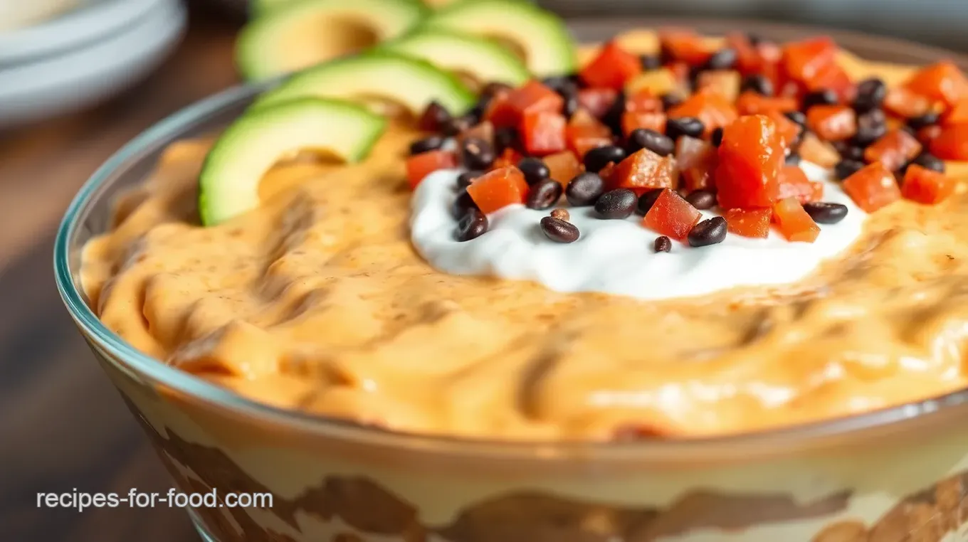 Seven Layer Dip in Trifle Dish