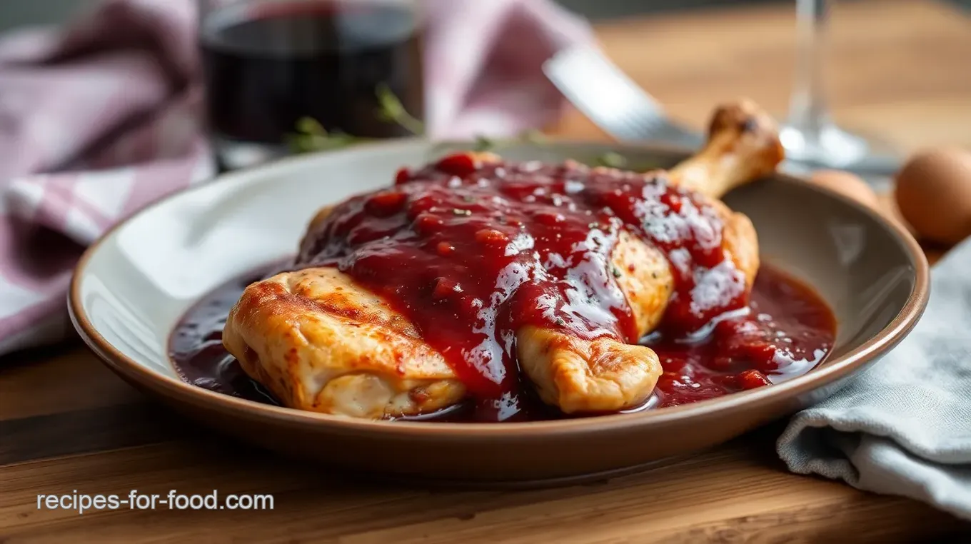 Braised Chicken with Rich Red Wine Sauce