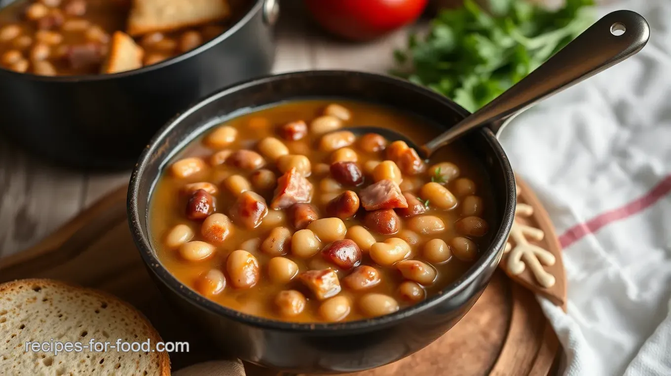 Stovetop Creamy Great Northern Beans with Ham