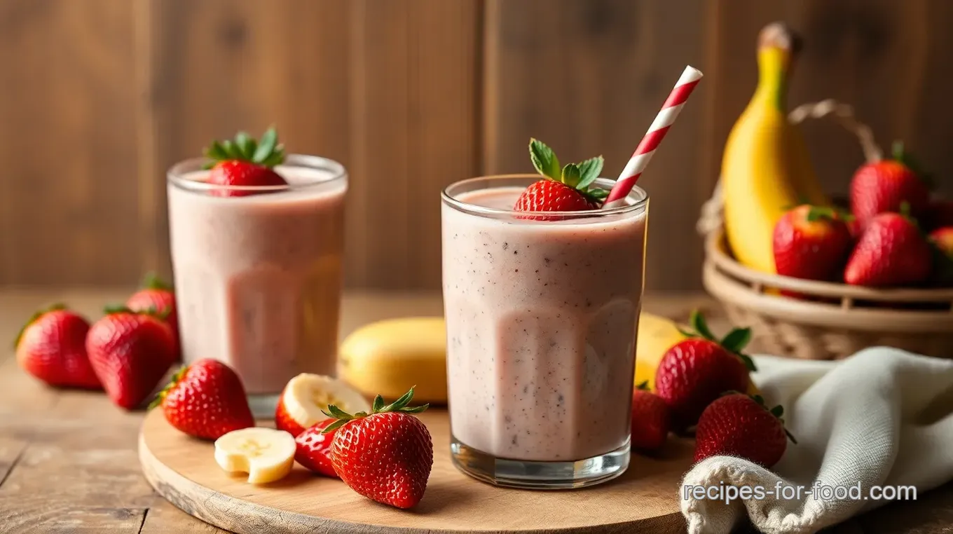 Strawberry Banana Kombucha Chia Smoothie