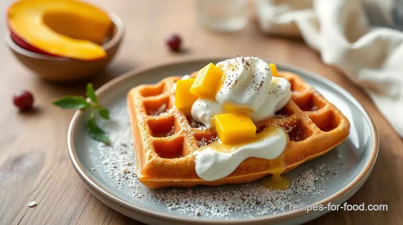 Best Paleo Waffles with Mango-Coconut Cream