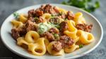 Quick Philly Cheesesteak Tortellini Delight