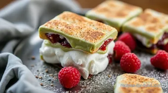 Broiled Matcha Raspberry S'mores Treat