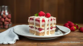 Layered Raspberry Dessert with Creamy Drizzle