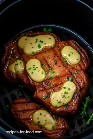 Air Fryer Ribeye Steak with Garlic Herb Butter presentation