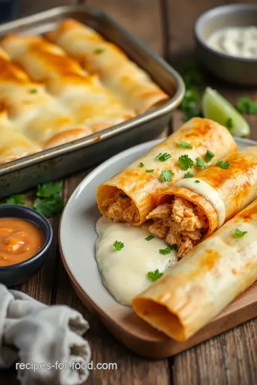 Cheesy Chicken Taquitos with Avocado Salsa presentation