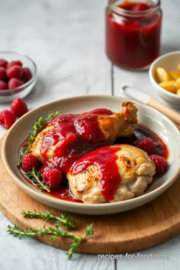 Oven-Baked Chicken Thighs with Raspberry Sauce presentation