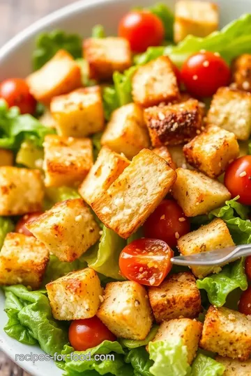 Bake Croutons for Classic Caesar Salad presentation