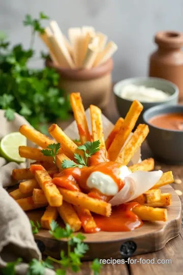 Japanese Curry Fries with Over-Easy Egg presentation