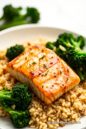 Salmon Rice Pilaf with Broccoli Rabe presentation