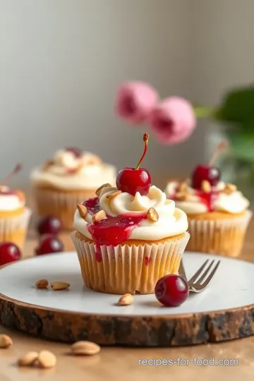 Cherry Almond Cupcakes with Cream Cheese Frosting presentation