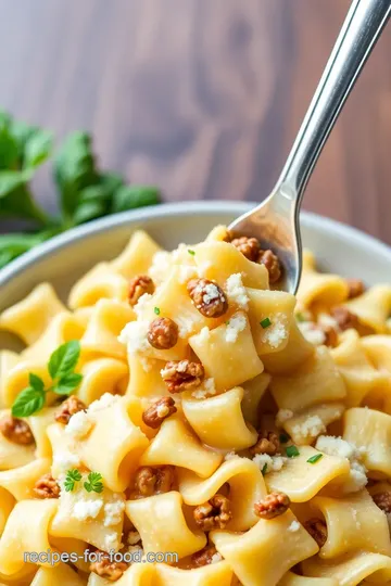 Walnut Bowtie Pasta with California-Inspired Herb Cream Sauce presentation