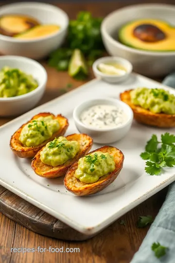 Crispy Vegan Guacamole Potato Skins presentation