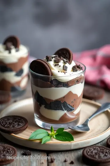 Decadent Chocolate Mousse Oreo Parfaits presentation