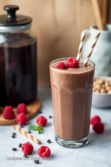 Delicious Chocolate Raspberry Maca Smoothie presentation