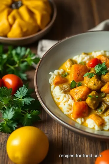 Sautéed Veggies in Creamy Vegan Korma presentation