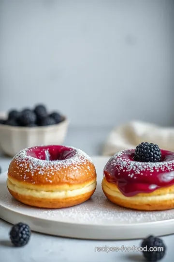 Flaky Vegan Donuts with Blackberry Filling presentation