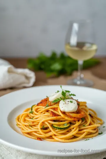 Fry Zucchini Basil Gluten-Free Pasta presentation