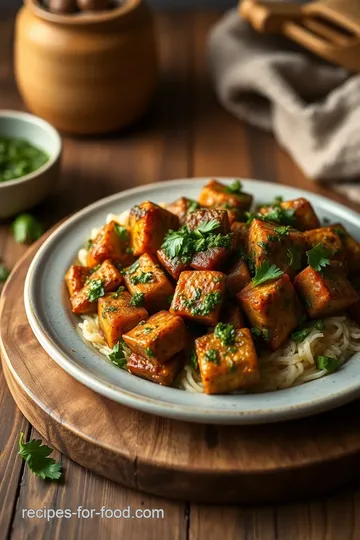 Sautéed Tempeh with Zesty Chimichurri Sauce presentation