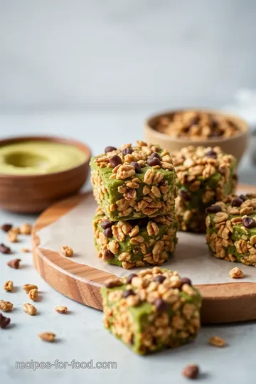 Nutty Matcha Granola with Blueberries presentation