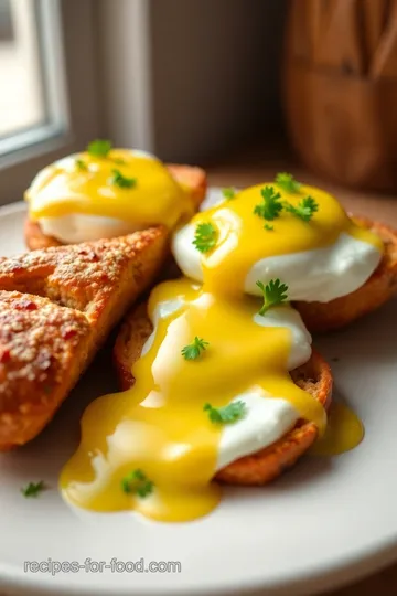 Pterodactyl Eggs Benedict on a Croissant presentation