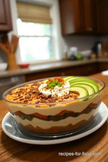 Seven Layer Dip in Trifle Dish steps