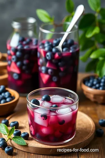 Mixing Blueberries for Refreshing Summer Drink steps