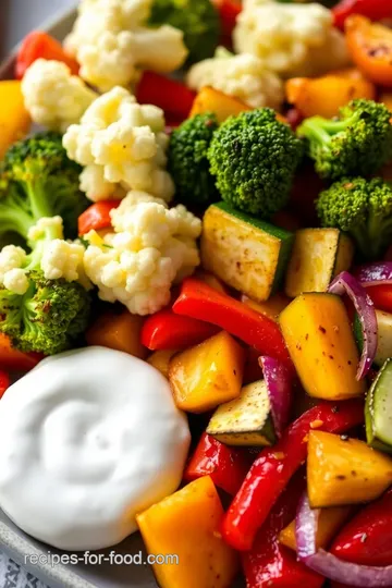 Roasted Vegetables with Spicy Sauce presentation