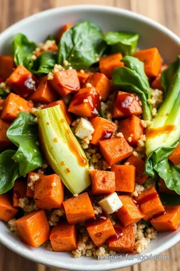 Teriyaki Glazed Sweet Potato and Bok Choy Salad presentation