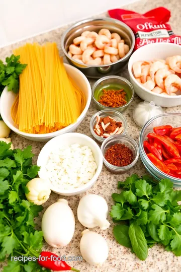 Sautéed Shrimp Pasta with Fresh Pico de Gallo ingredients