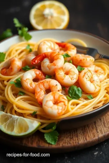 Sautéed Shrimp Pasta with Fresh Pico de Gallo presentation